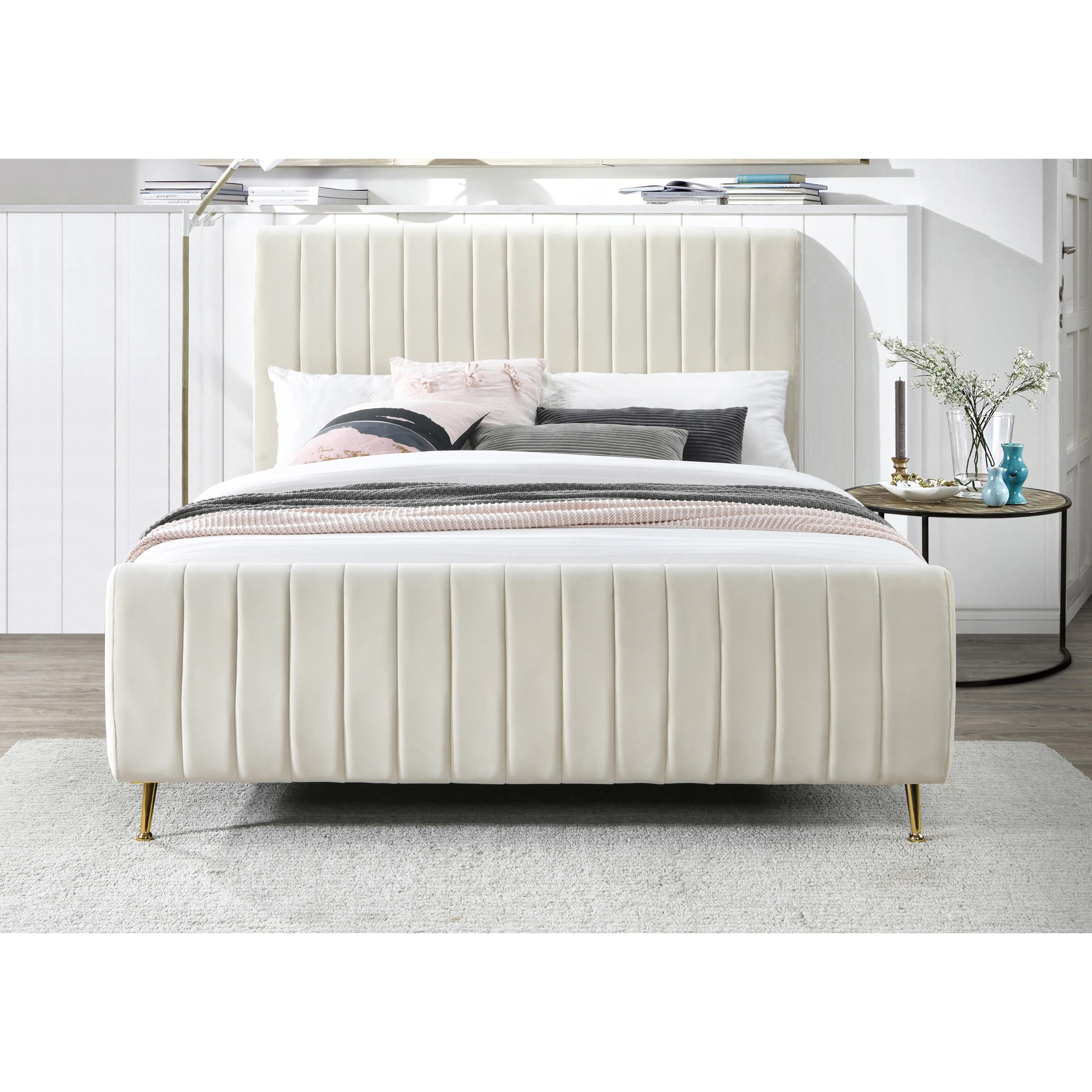 Meridian Zara Cream Velvet King Bed (3 Boxes)