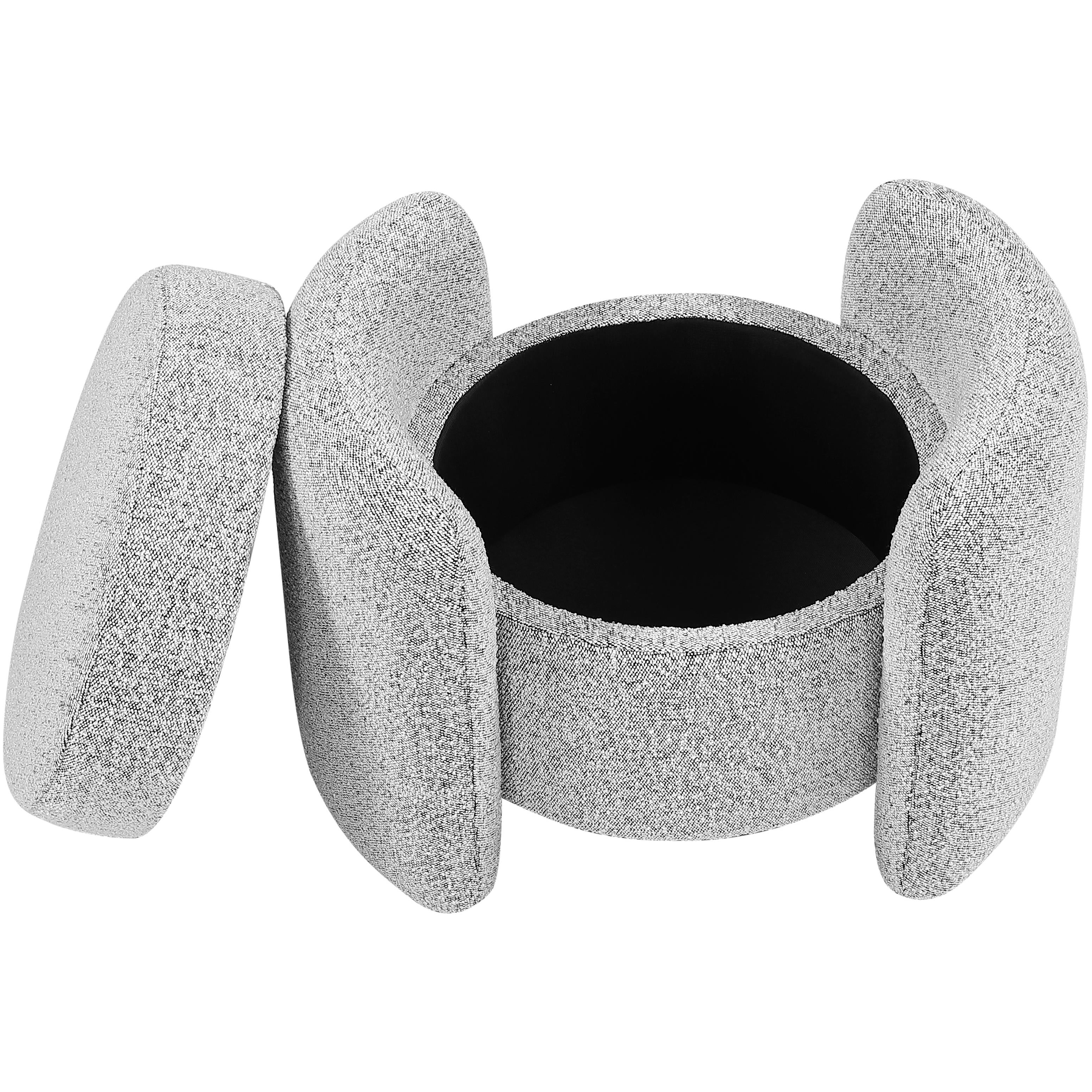 Meridian Horizon Grey Boucle Fabric Ottoman