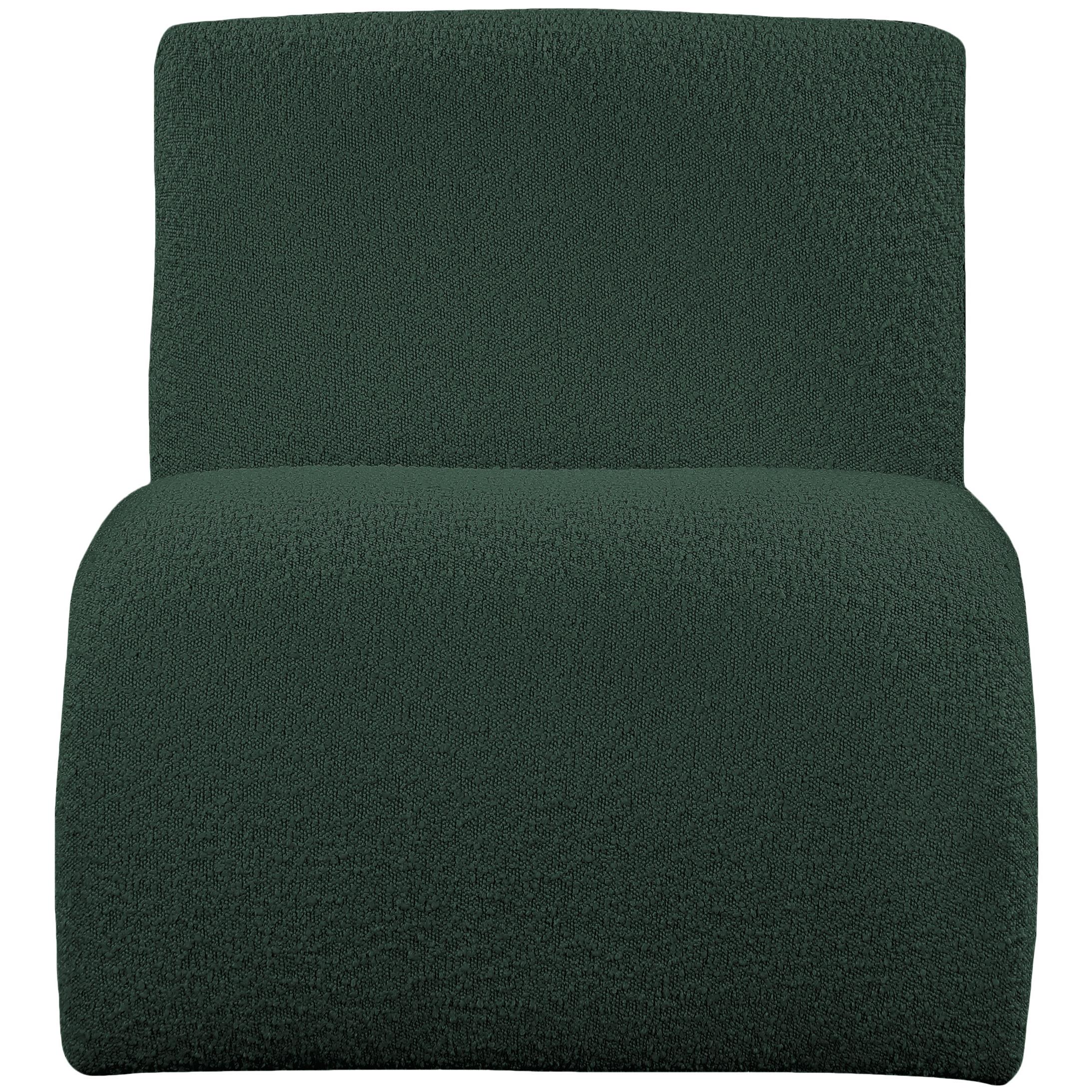 Meridian Mulberry Green Boucle Fabric Accent Chair