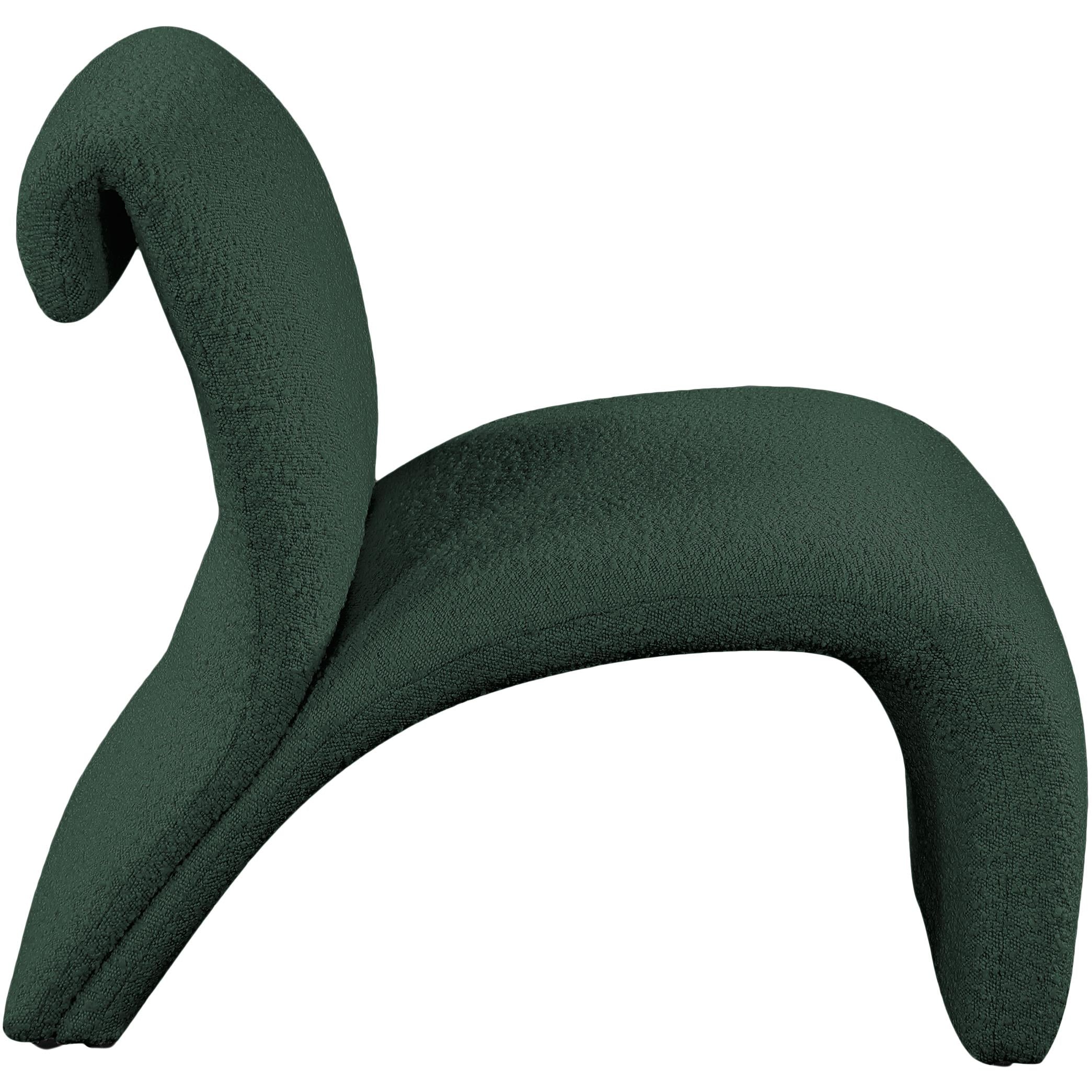 Meridian Mulberry Green Boucle Fabric Accent Chair