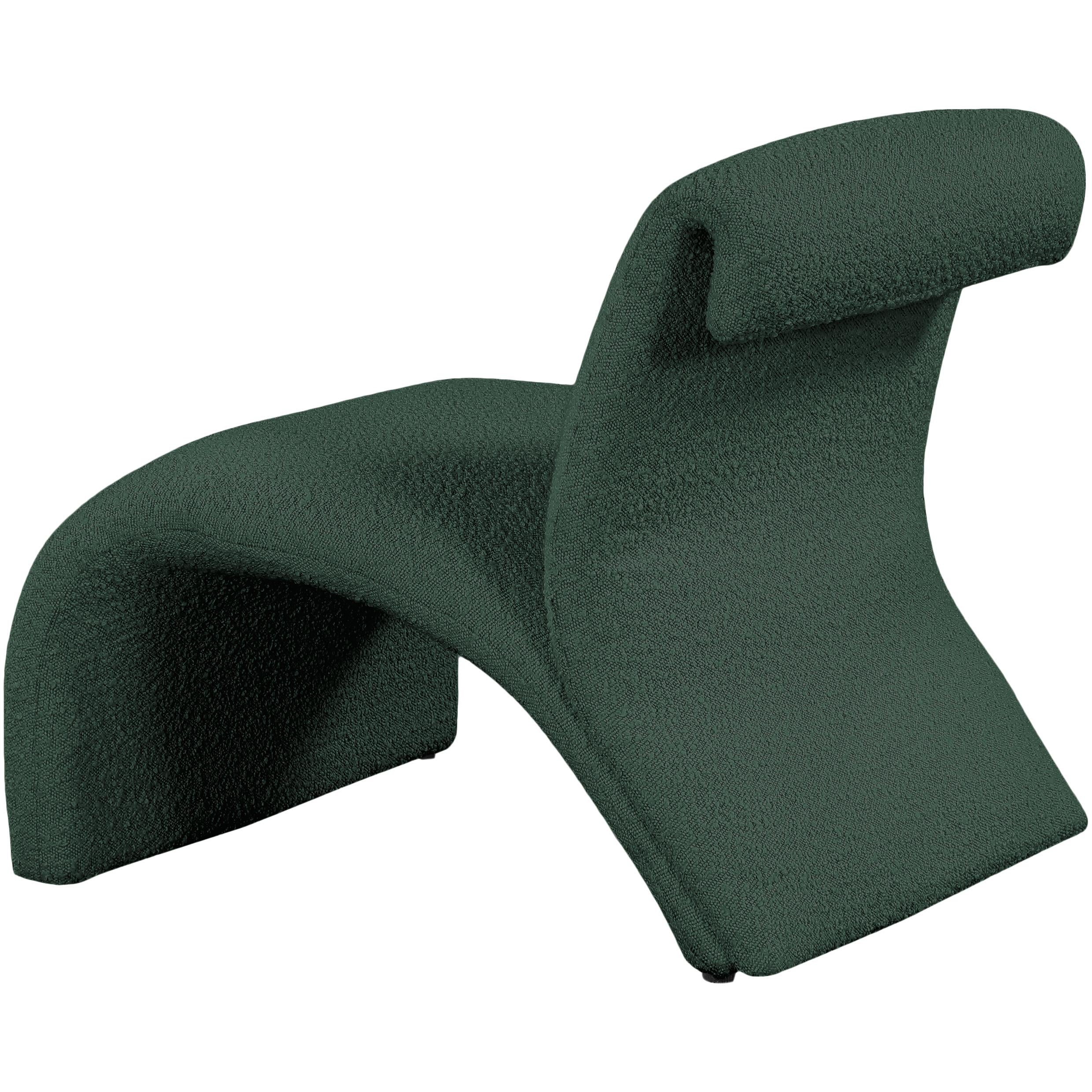 Meridian Mulberry Green Boucle Fabric Accent Chair
