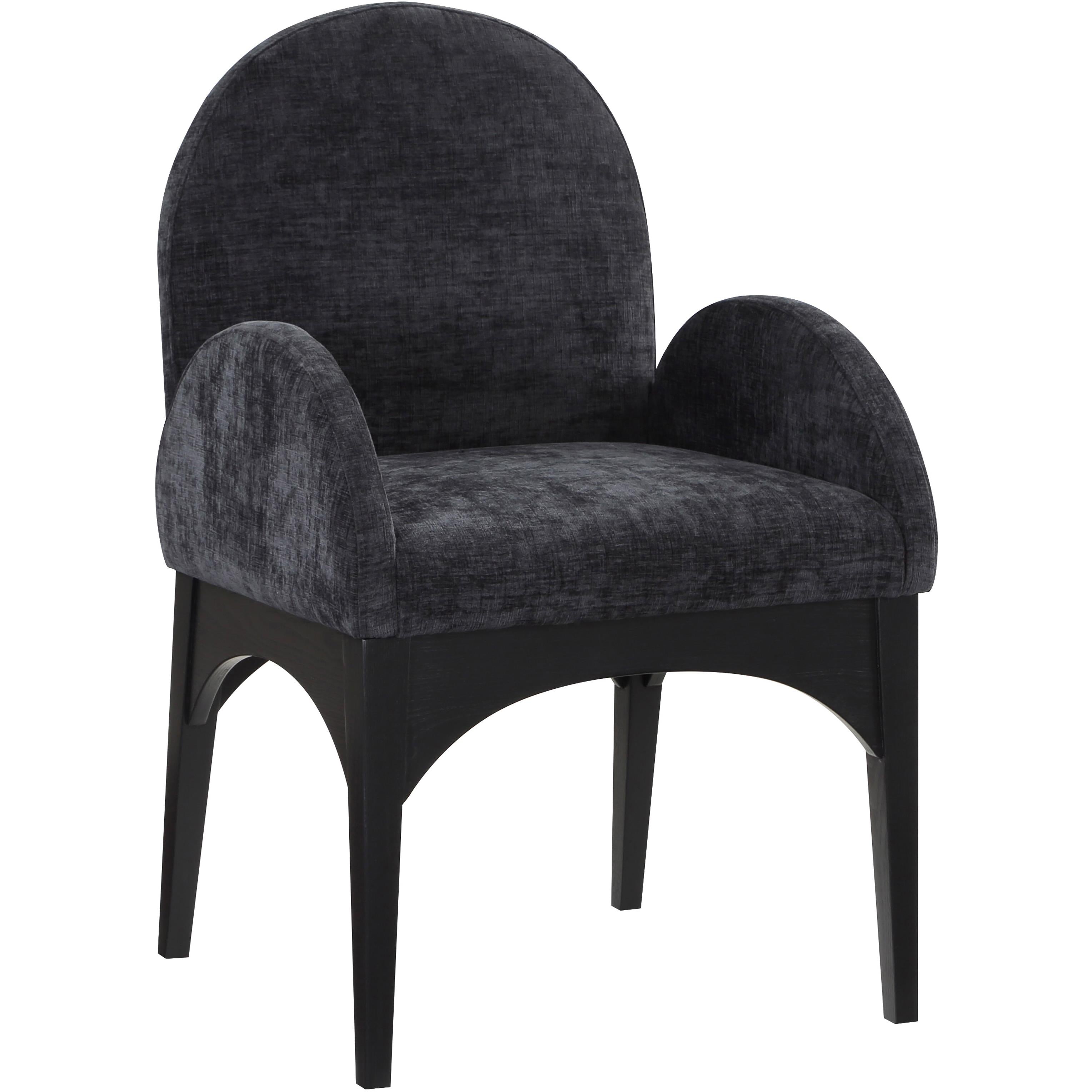 Meridian Waldorf Black Chenille Fabric Dining Chair